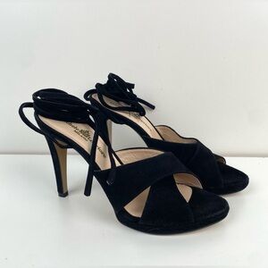 Michele Lopriore Wrap-Around Heels Suede Black - US 7.5